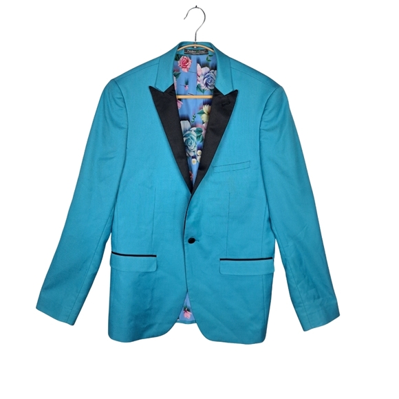 Paisley & Gray Slim Fit Men's 38R Blazer Tuxedo Suit Jacket Blue Turquoise - Picture 2 of 11
